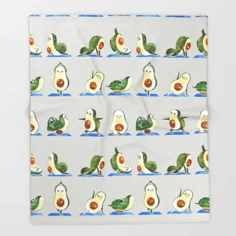 Avocado Yoga Watercolor Throw Blanket