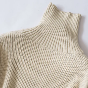 

Autumn New High Collar Twist Sweater New Pure Color high collar twist thick sweater long sleeve sweater coat female