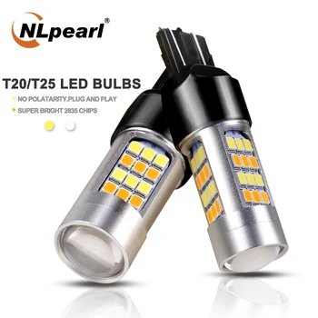 

NLpearl 1x Signal Lamp 7443 W21/5W T20 Led Bulbs T25 3157 LED P27/7W 1157 Bay15d Led P21/5w 2835SMD Dual Color Turn Signal Light