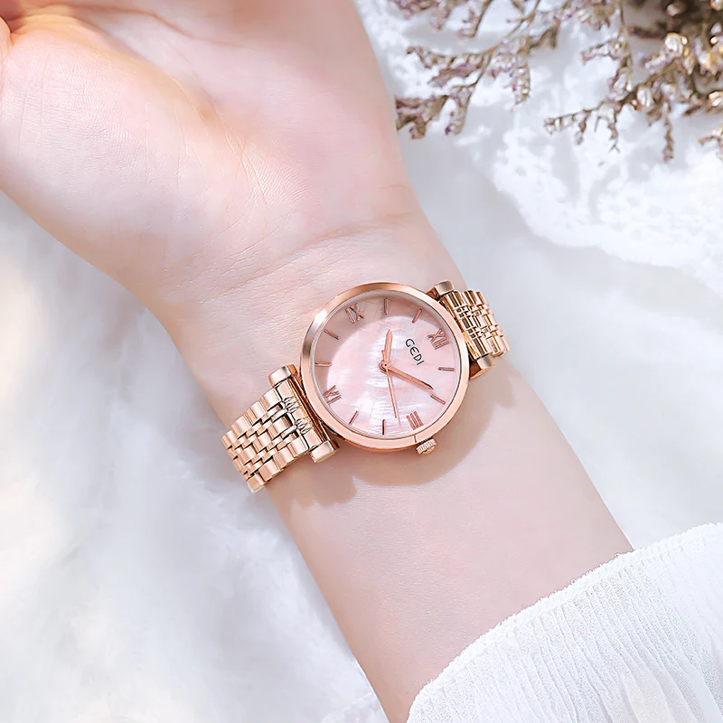 

Brand Luxury ladies Watch women elegant quartz wristwatches waterproof stainless steel watch rose gold round woman clock sale