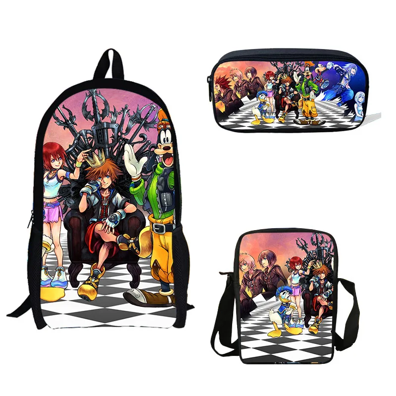 

3Pcs/set Children School Bags for Teenage Girls Anime Keyblade Manga Printing Notebook Boys Primary School Supplise Pen Box