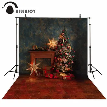 

Allenjoy Celebration Backdrops Glitter Golden Pine Cone Trojan Christmas Trees Party Curtains Modern Festival Banner Wall Decor