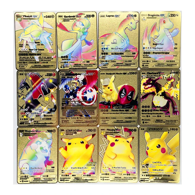 Pokemon Glurak Pikachu Gx Gold Metall Edelstahl Karte Super Spiel Sammlung Anime Karten Spielzeug Fur Kinder Weihnachten Geschenk Game Collection Cards Aliexpress