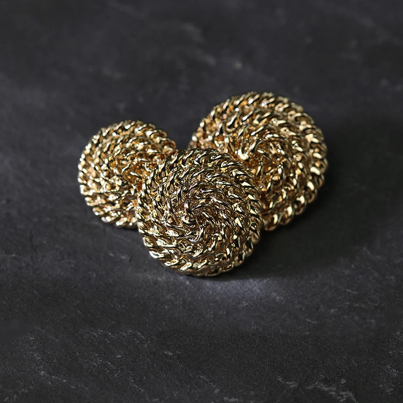 Pacco di 10 bottoni rotondi in lega di zinco color oro (18-23mm