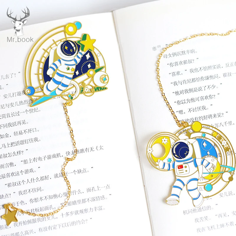 Креативные металлические закладки Marque Page милый мультфильм астронавт книга Mark