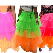 Красивые стильные летние юбки женские модные каскадные оборки элегантная женская юбка леди с высокой талией макси юбка DDF0654