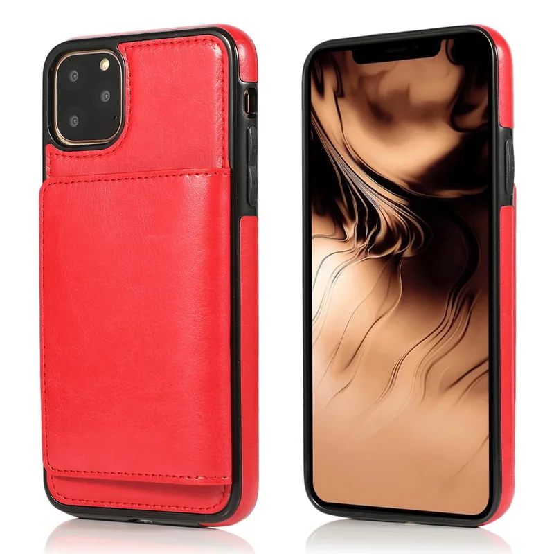 Красный MOESOE For iPhone 11 Pro XS MAX XS XR Leather Card Pocket Back Wallet Stand Case Cover For iPhone 10 8 7 Plus 6 6s Plus - Цвет: Красный