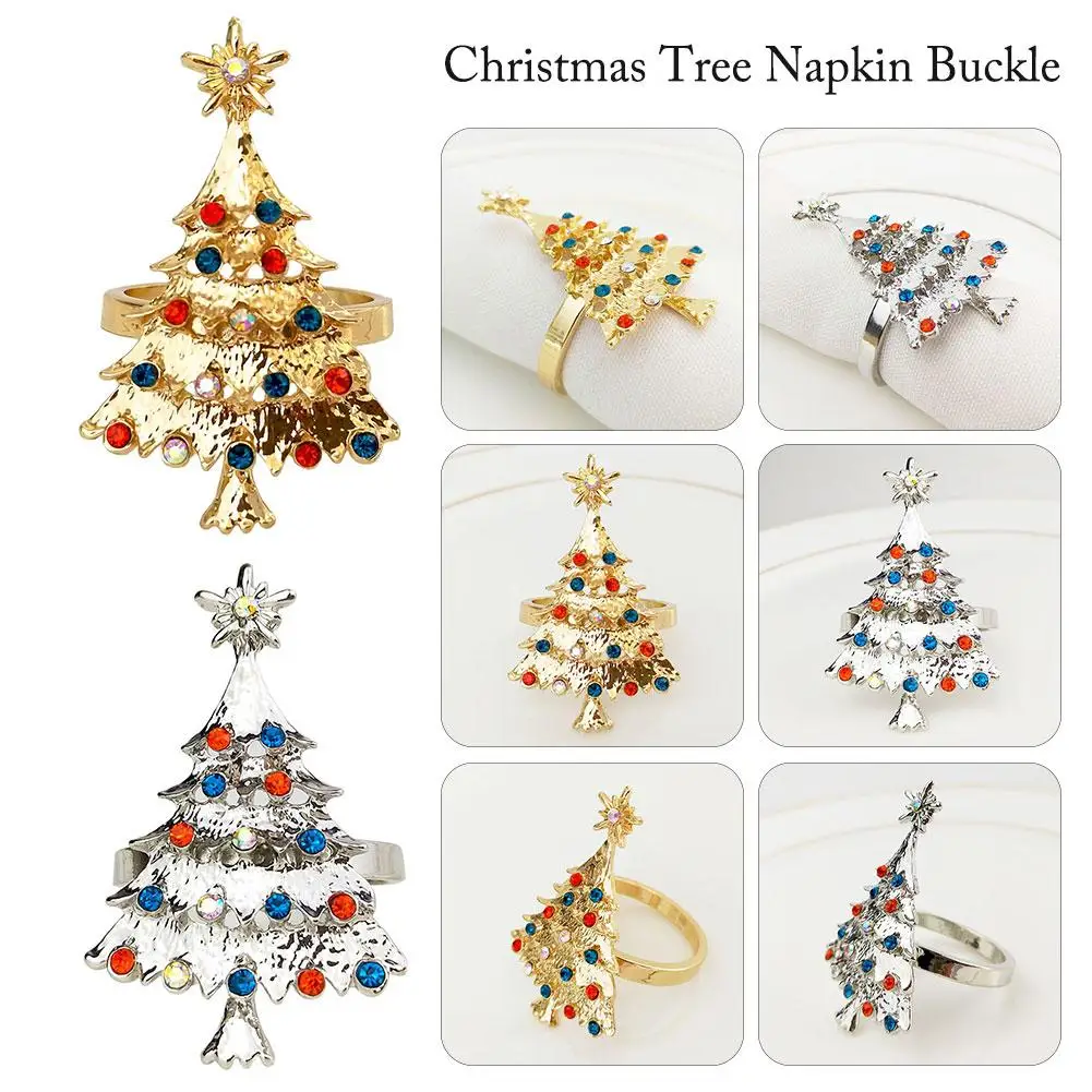 

Christmas Tree Napkin Buckle Metal Napkin Ring Hotel Restaurant Decoration Napkin Ring Crafts Jewelry Wedding Holiday Party DIY