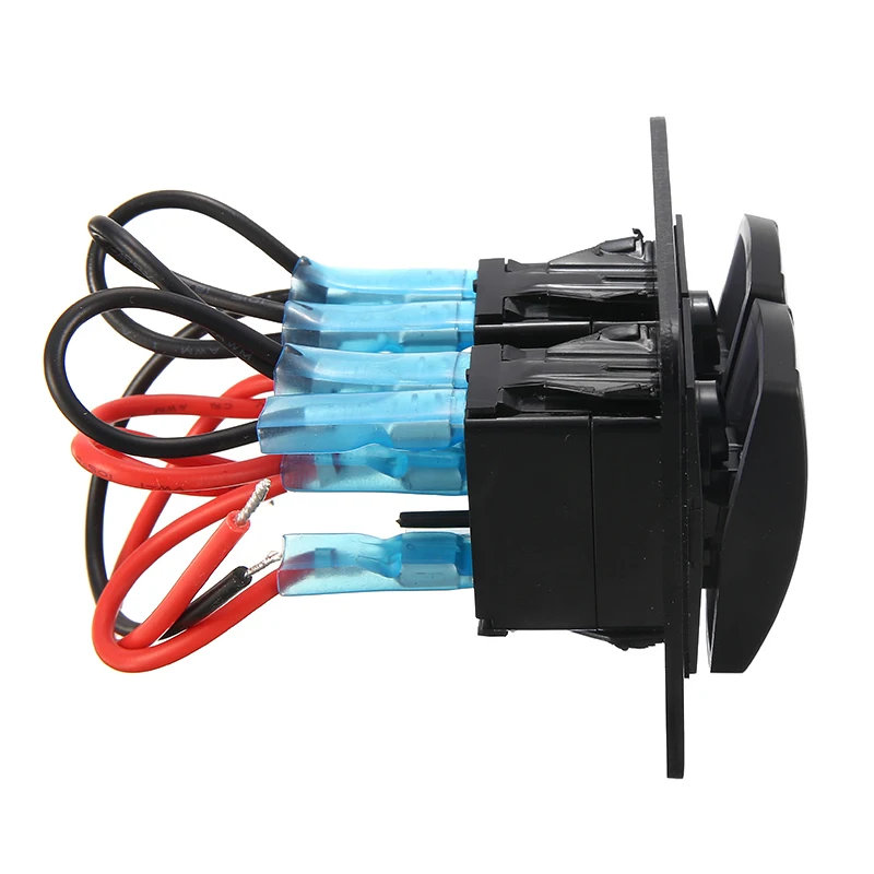 1pc Universal Blue Rocker Switch Panel LED Light Bar & Rear Light 12V 24V 5 Pin ON/Off Toggle Switch Control Panel with LED