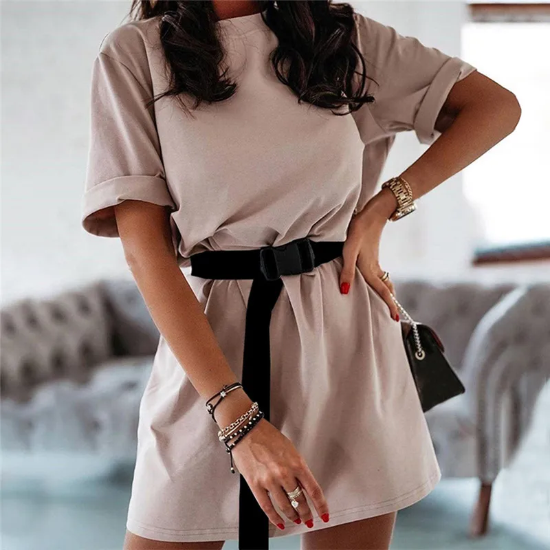 plus size pjs Casual Solid Outfits Women's Two Piece Suit With Belt Home Loose Sports Tracksuits Fashion Leisure Bicycle Suit Summer skirt and top co ord