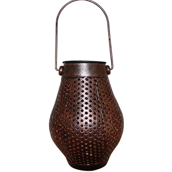 

2pcs/set Gift Craft Carved Hanging Hand Held Bright Solar Lantern Rechargeable Iron Art Led Home Decor Garden Yard