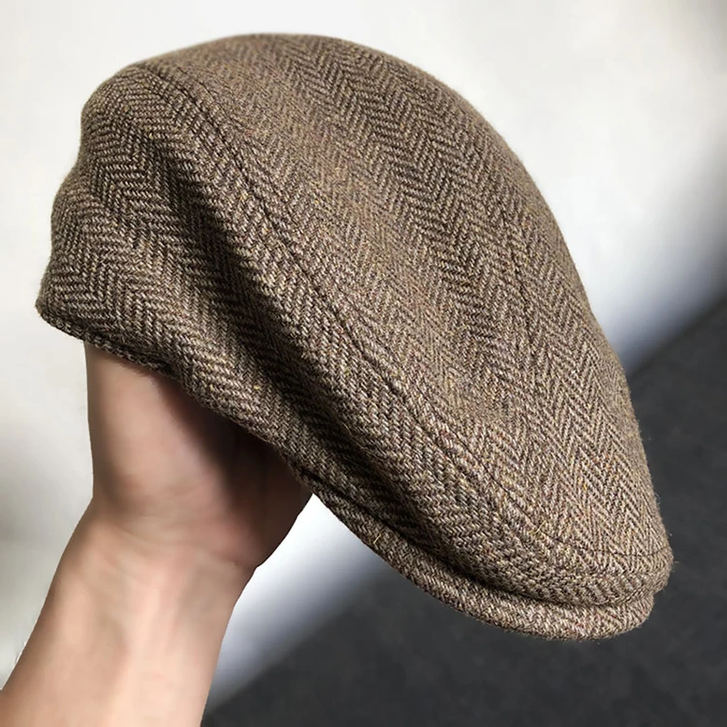 

Men Beret Hat Women Plain Duckbill Flat Caps Men Camel Classic Gatsby Ivy Cap Unisex Herringbone Retro Cap BLM232