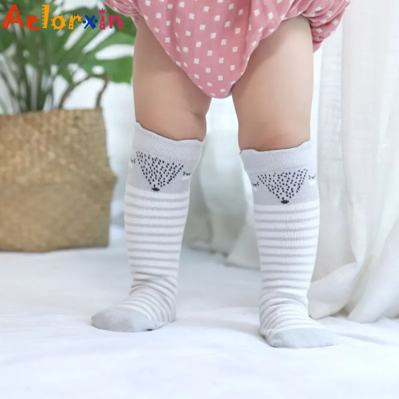 Носки для малышей 0-3 лет, 1 пара, милые Гольфы унисекс с мультипликационным принтом для мальчиков и девочек, детские носки для малышей, мягкие хлопковые носки с рисунком лисы для детей
