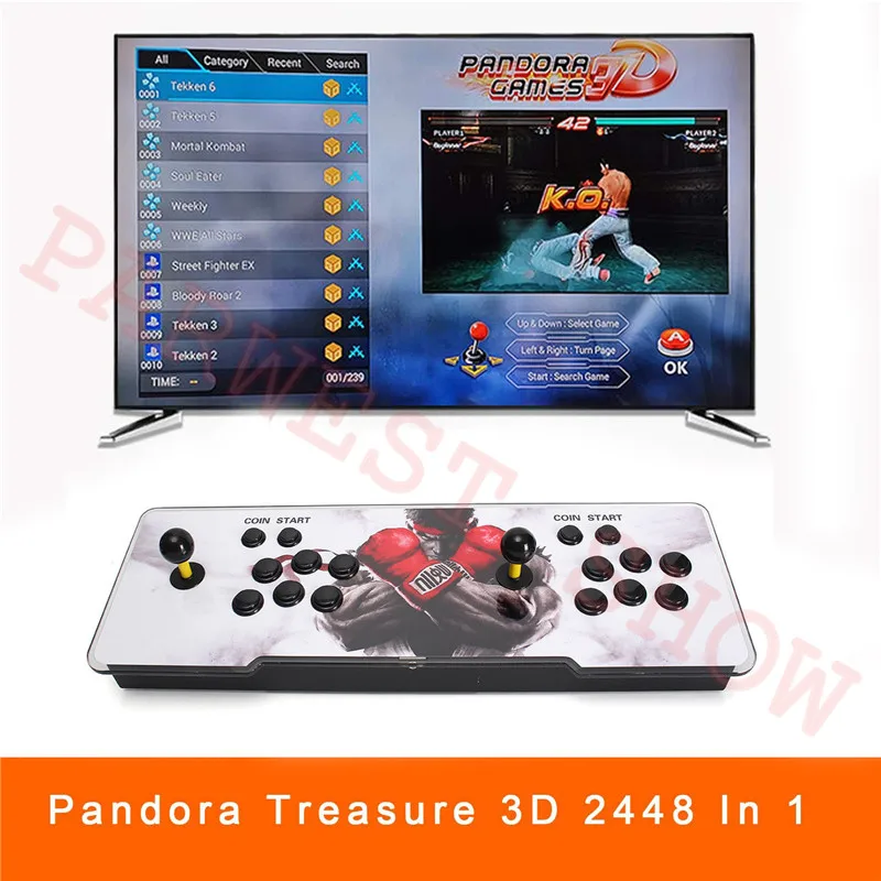 

3D Pandora 2448 in 1 Arcade Video Game Console Figthing Stick with Button 2500 in 1 PCB Board for 2 Players Home Arcade Machine