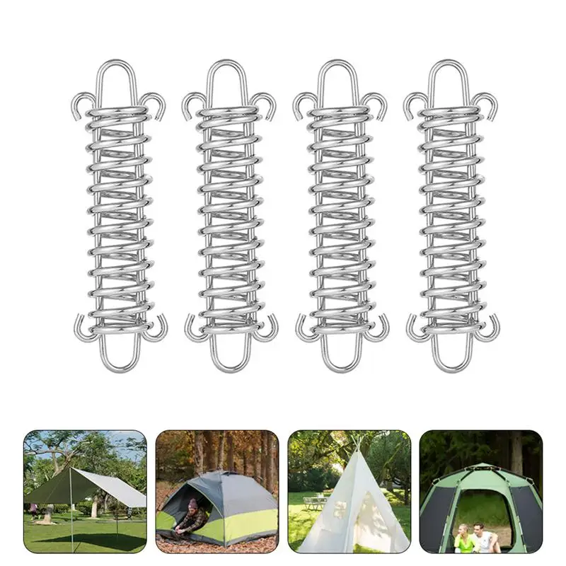 

4Pcs Camping Tent Spring Buckle Heavy Duty Stainless Steel Awning Rope Tensioner for Tarps Tents Awnings Canopies