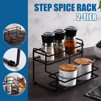 

Practical 2-Tier Countertop Spice Rack Kitchen Jars Bottle Storage Shelf Bathroom Cabinet Organizer
