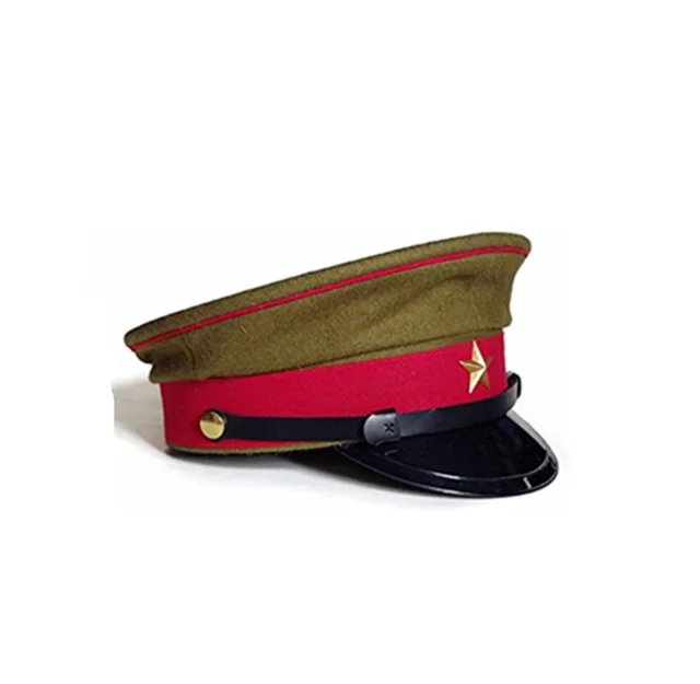 JAP Army  Woolen  Cap WW2 WWII Replica Wide Brim Hat  Light Brown Sports Headdress Vintage Dicer Headgear Male Star the same as picture