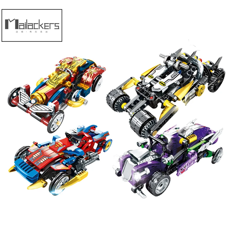 Legoing Superhero DC Comic Series Bat Chariot Toy Car Superman Batman The Joker Figures Model Build