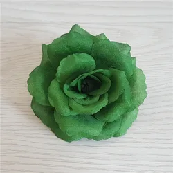 Elegant Gold Silk Rose Heads - Set of 12, Assorted Colors for DIY Wedding and Home Décor (Dark green)