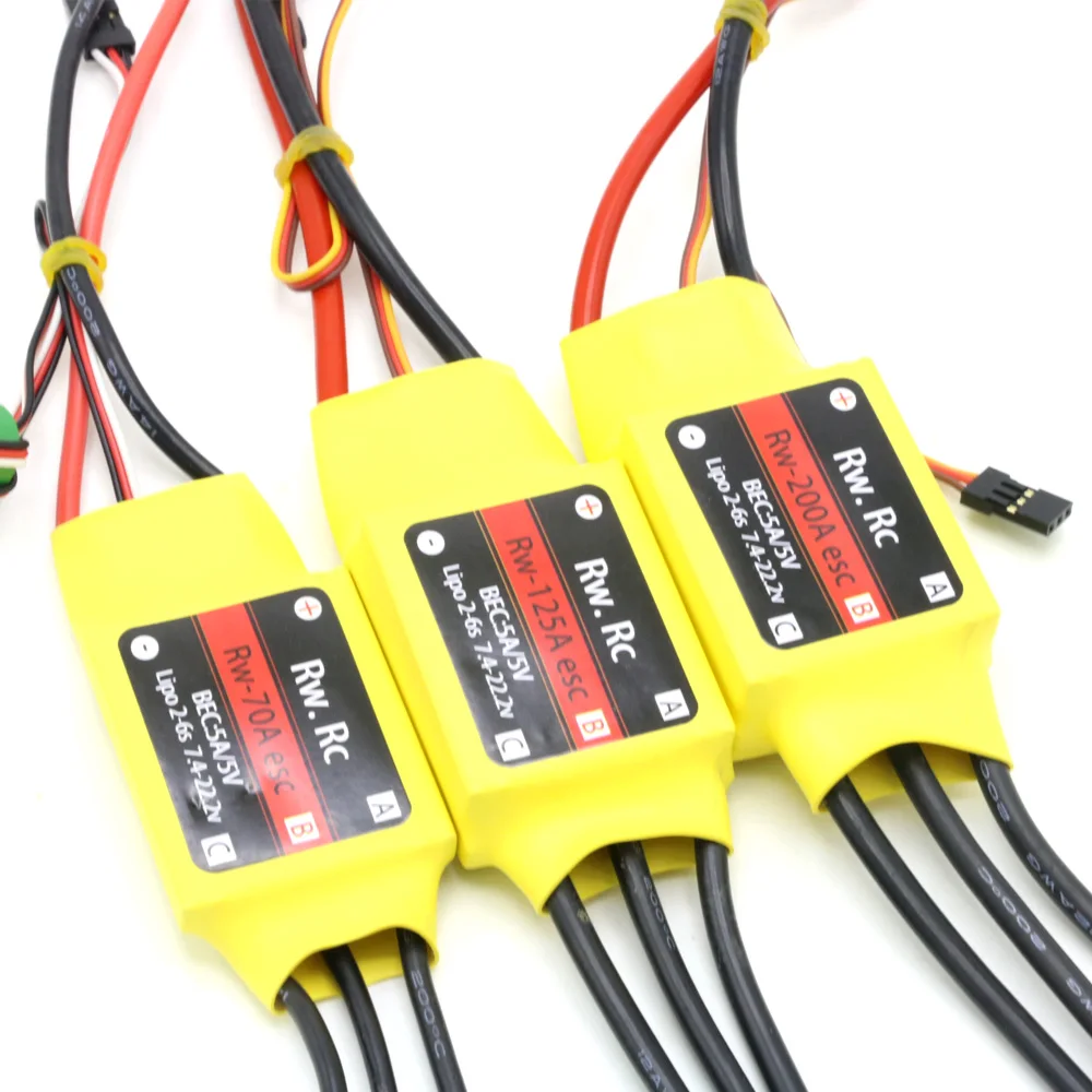 Achetez un Contrôleur ESC Brushless Haute Performance 10A à 200A avec BEC pour Drone, Voiture, Bateau RC, dissipateur en aluminium