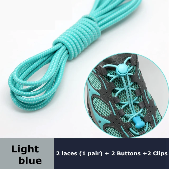 Round Elastic Shoelaces Suitable For Various Shoe Accessories No Tie Shoelace Fixed Stretching Locking Lazy laces 1 Pair Light blue