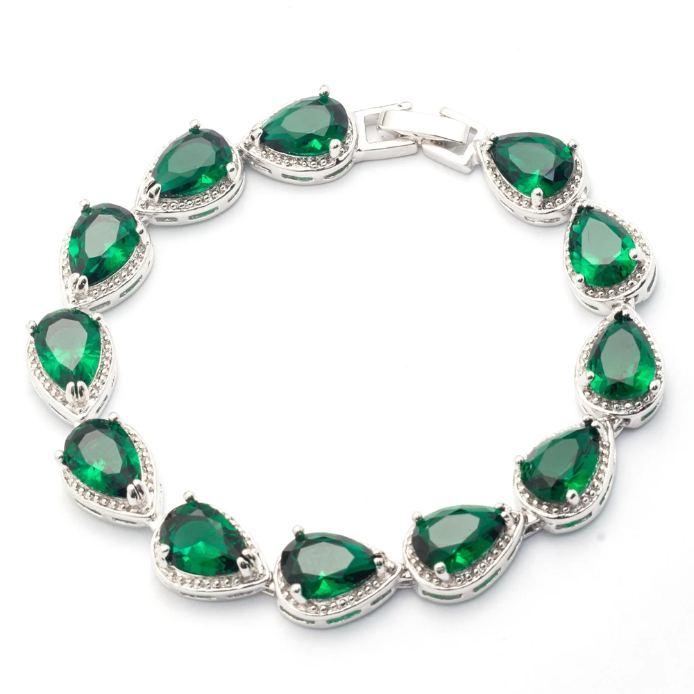 Женский браслет-цепочка для невесты, AAA, зеленый кубический цирконий, CZ, свадебные ювелирные изделия, белое золото, заполненные геометрическими цепочками, браслеты для женщин