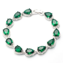 Женский браслет-цепочка для невесты, AAA, зеленый кубический цирконий, CZ, свадебные ювелирные изделия, белое золото, заполненные геометрическими цепочками, браслеты для женщин