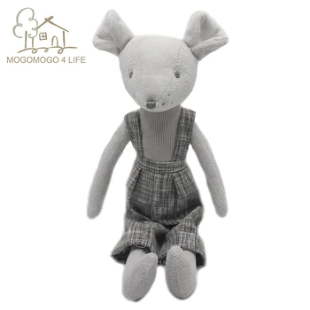 

Luxury mouse Soft Stuffed toys with Cloth Lovely Gift For Boys Baby Nursey doll Handmade Cartoon Dressed Rat Figure plush 35cm