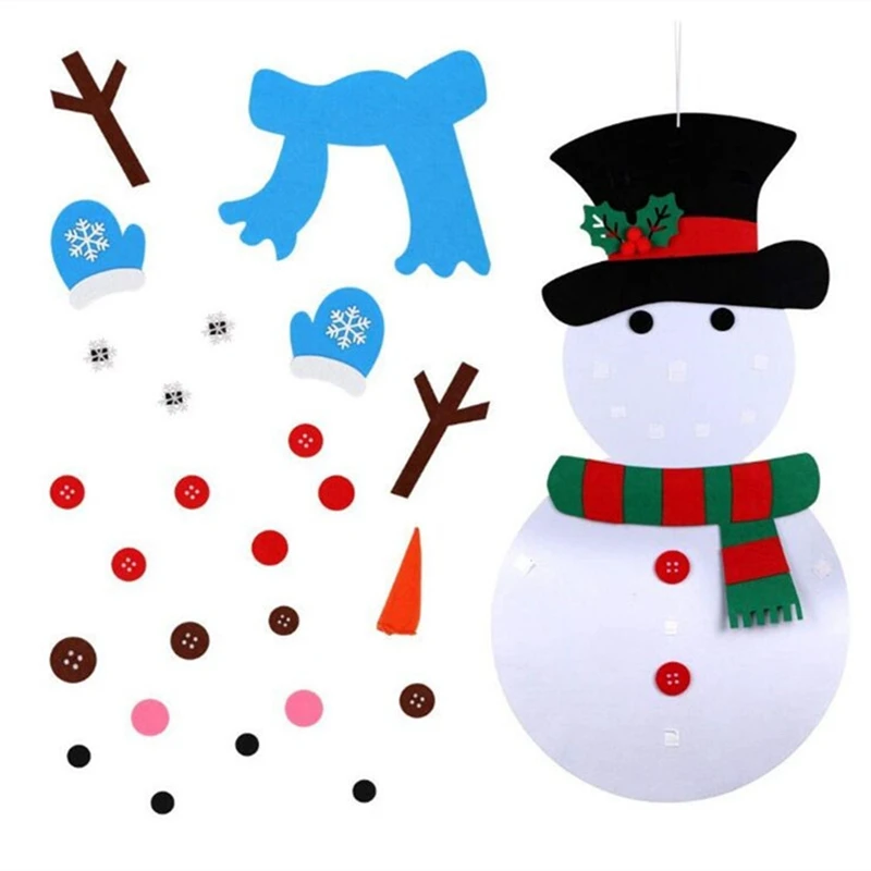 DIY Войлок Рождественская елка Снеговик с орнаментом детские игрушки Рождественская вечеринка украшения год