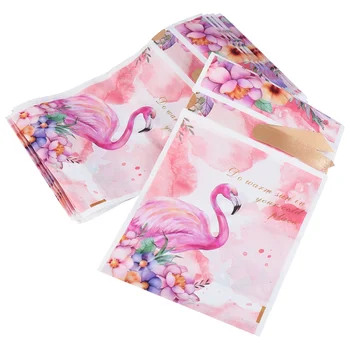 

50pcs Drawstring Candy Bag Creative Party Bag Plastic Candy Pouch Flamingos Patern Biscuits Packaging Bag