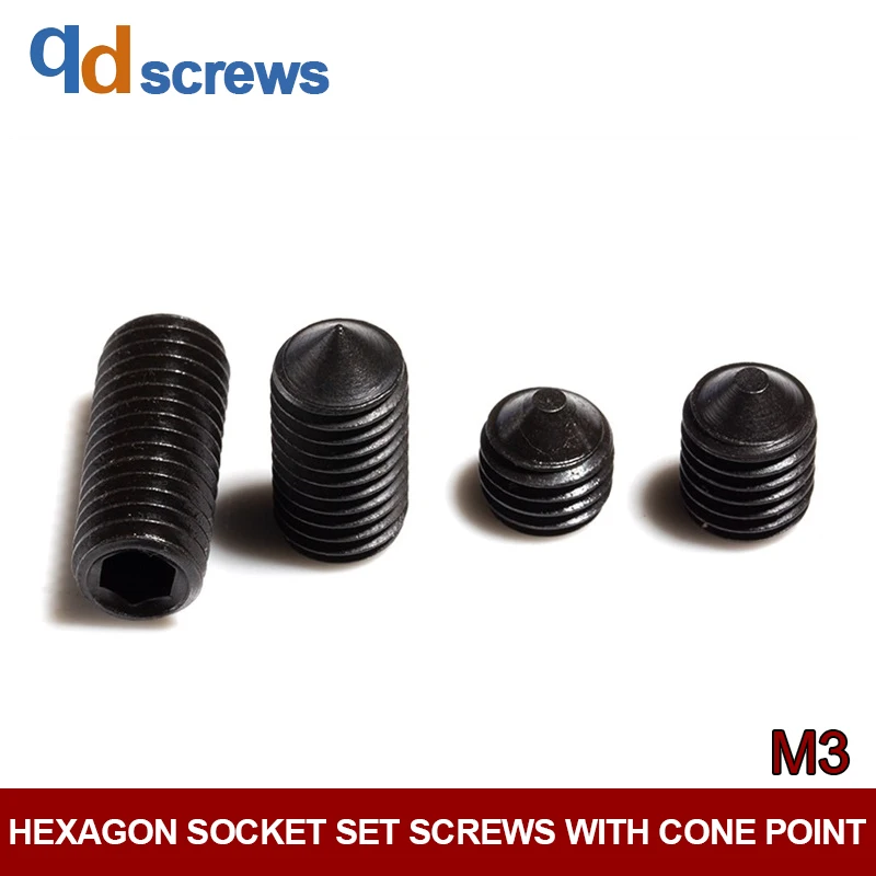 

12.9 grade M3 internal hexagonal tightening set screw Hexagon socket set screws with cone point DIN914