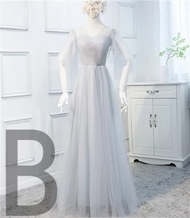 B Robe de soiree длинное торжественное пикантные серые сапоги на высоких каблуках длиной до пола Выходные туфли на выпускной бал размер кружева 6 нарядные платья для женские платья в соответствии с$50 носить W4305 - Цвет: B