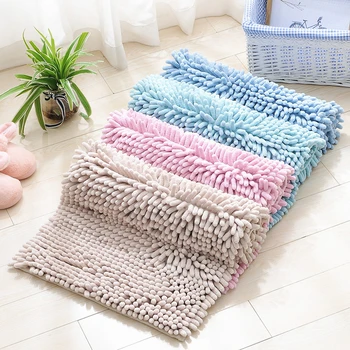 

Fluffy Chenille Fabric Bathroom Carpet Anti-skid Bath Bathroom Floor Mat Super Absorbent Toilet Rugs 50*80cm Tapis Salle De Bain