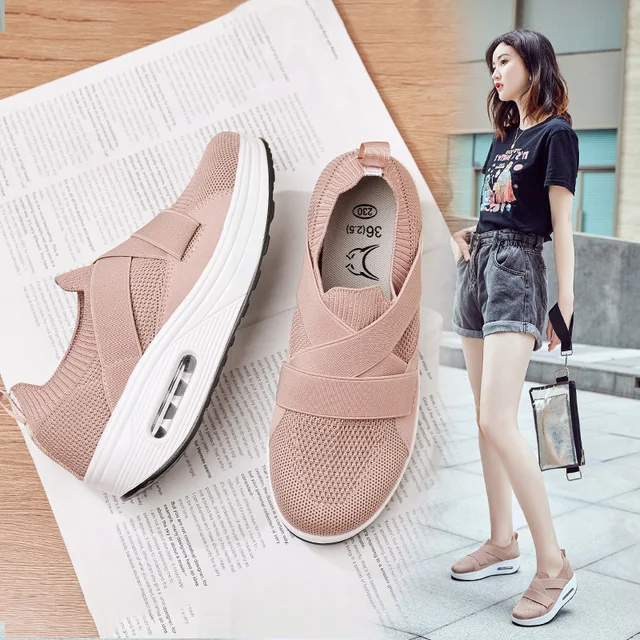 Platform Sneakers Casual Shoes Women Tenis Feminino Women Wedges Shoes Footwear Basket Femme Toning trainers Fitness shoe Summer Pink