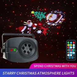 48 Pattern Christmas Party Lights Santa Claus Dynamic Animation Lights Music Sound Control Strobe Projector for Family Birthday