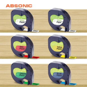 

Absonic 91201 12mm*4m Black on White for Dymo Letratag Label Tape LT 91200 91202 91203 91204 Compatible for DYMO LT-100H Printer