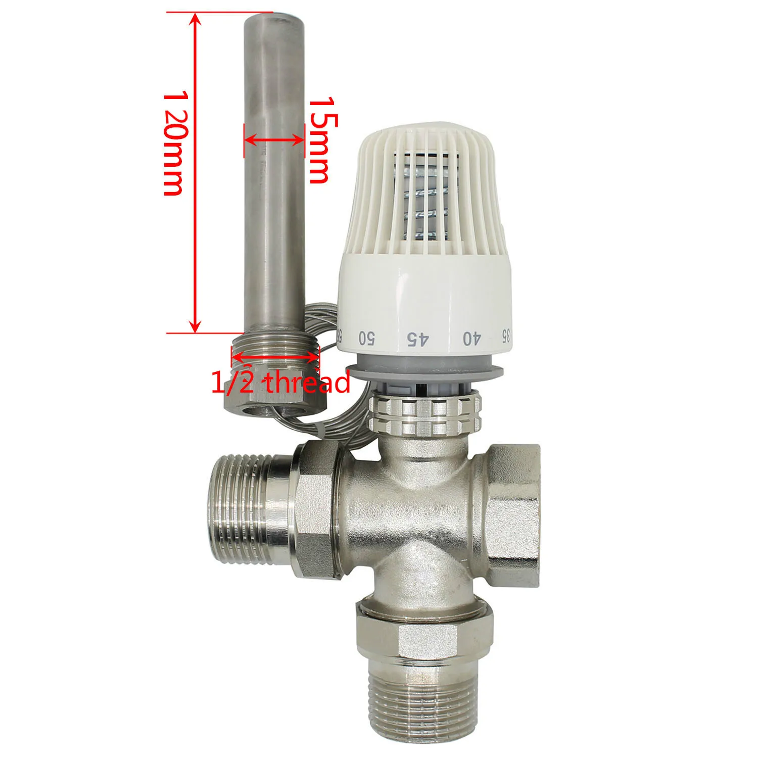 30-70 degree control Floor heating system thermostatic radiator valve M30*1.5 Three way valve Thermowell DN15 DN20 DN25 DN32