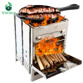 

Portable Stainless Steel Folding BBQ Grill with Storage Bag Barbecue Grill Outdoor Windproof Backpacker Picnic Camping Tools