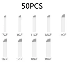 50 шт. 7/9/11/12/14 контактный F Форма ручка для микроблейдинга тату аксессуар Перманентный макияж бровей Иглы татуировки лезвие для инструменты для татуировок