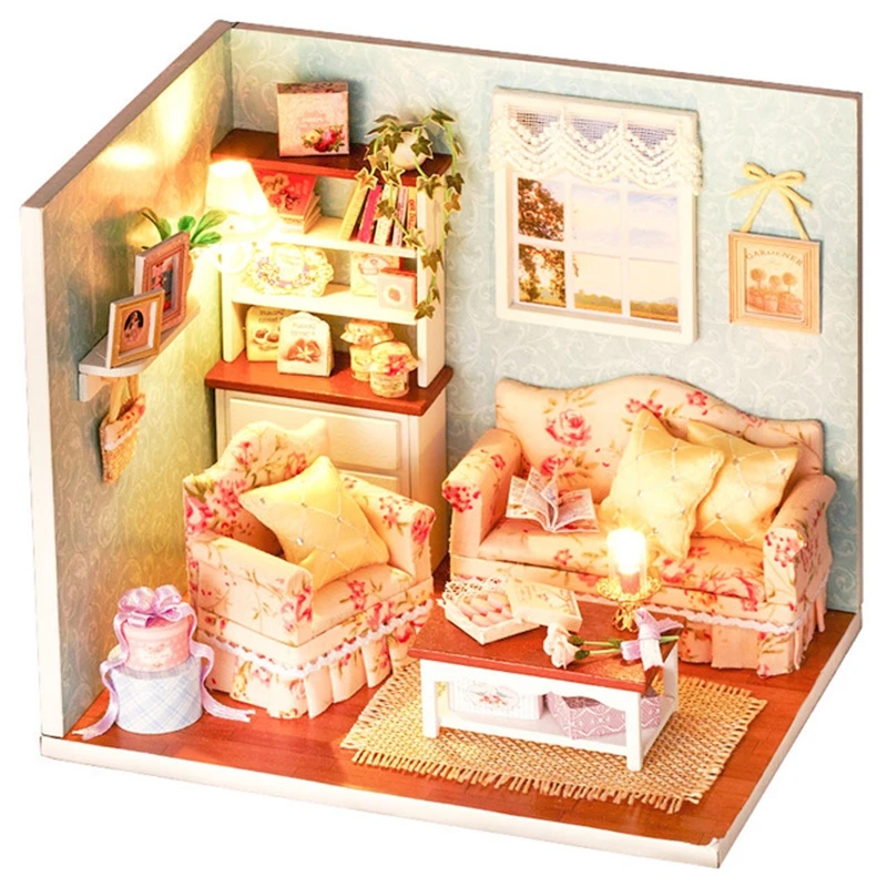 DIY DollHouse with Dust Cover Doll House Miniature Dollhouse Furniture Toys for Children New Year Christmas Gift Casa tc2 - Цвет: H07