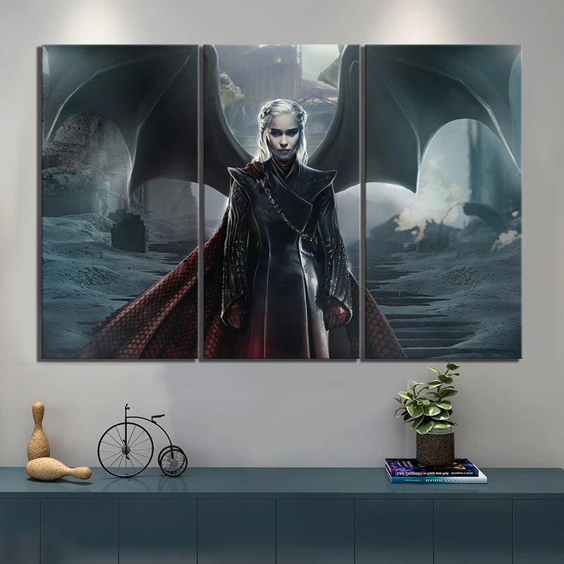 

3 Piece GOT Movie Poster Paintings Daenerys Targaryen Mother of Dragons Game of Thrones Poster Wall Paintings for Bedroom Decor