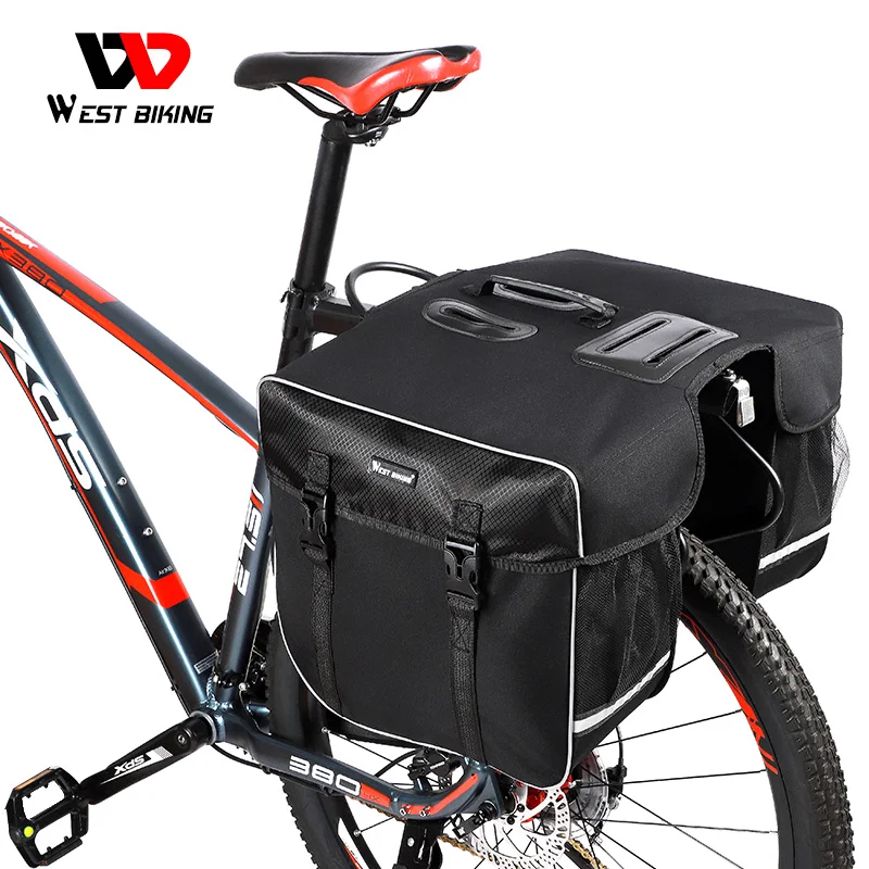 Double Bicycle Cycling Pannier Bag Rear Bike Rack Carrier Water Ressitant 30L 