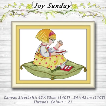 

A girl with embroidered cross stitch cartoon Patterns Counted Cross Stitch dmc 11CT 14CT Cross Stitch Sets Embroidery Needlework