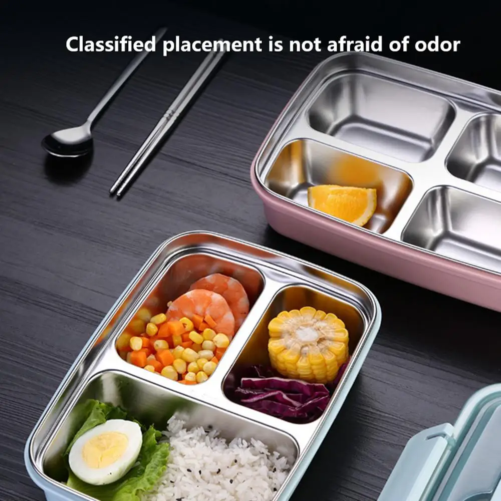 Переносная коробка для ланча с отделениями из нержавеющей стали Bento Box для детей пищевой контейнер для микроволновой печи с набором посуды