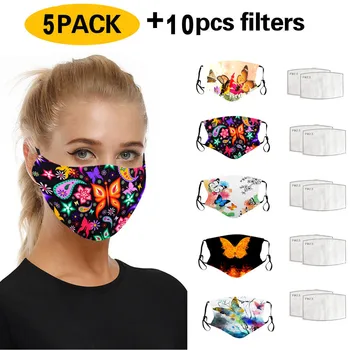 

5PC Mask Mascarilla Universal Dust-Proof And Smog-Washable Face Mask With 10 Filter Masks For Adults In Europe And America 729