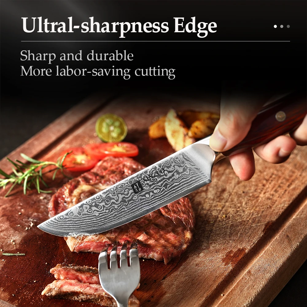 XINZUO 5 inch Steak Knife Damascus vg 10 Steel Kitchen Knives Rosewood Handle New arrive High Quality Cooking Tool Utility Knife