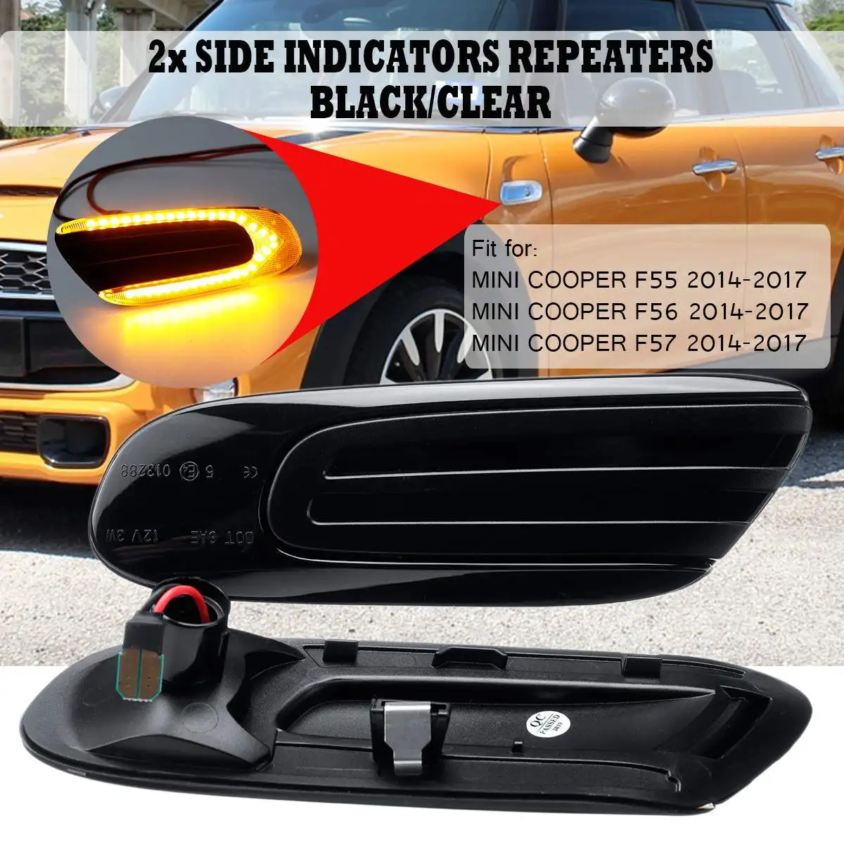 

Pair Dynamic Side Repeater Lamp LED Flowing Side Marker Lights Turn Signal Light 12V Blinker for BMW for MINI COOPER F55 F56 F57