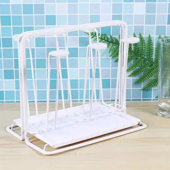 

Cup Drying Rack with Drain Tray Drinking Bottle Drying Rack Stand with 6 Hooks Water Mug Drainer Stand with Non-slip Bottom