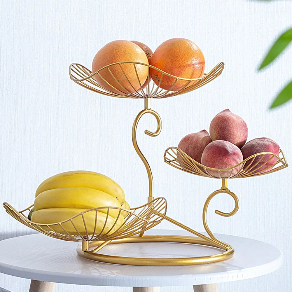 Трехслойная тарелка для фруктов в скандинавском стиле, обеденный стол в форме листа, кухонный Органайзер, железная художественная корзина, витрина для гостиной