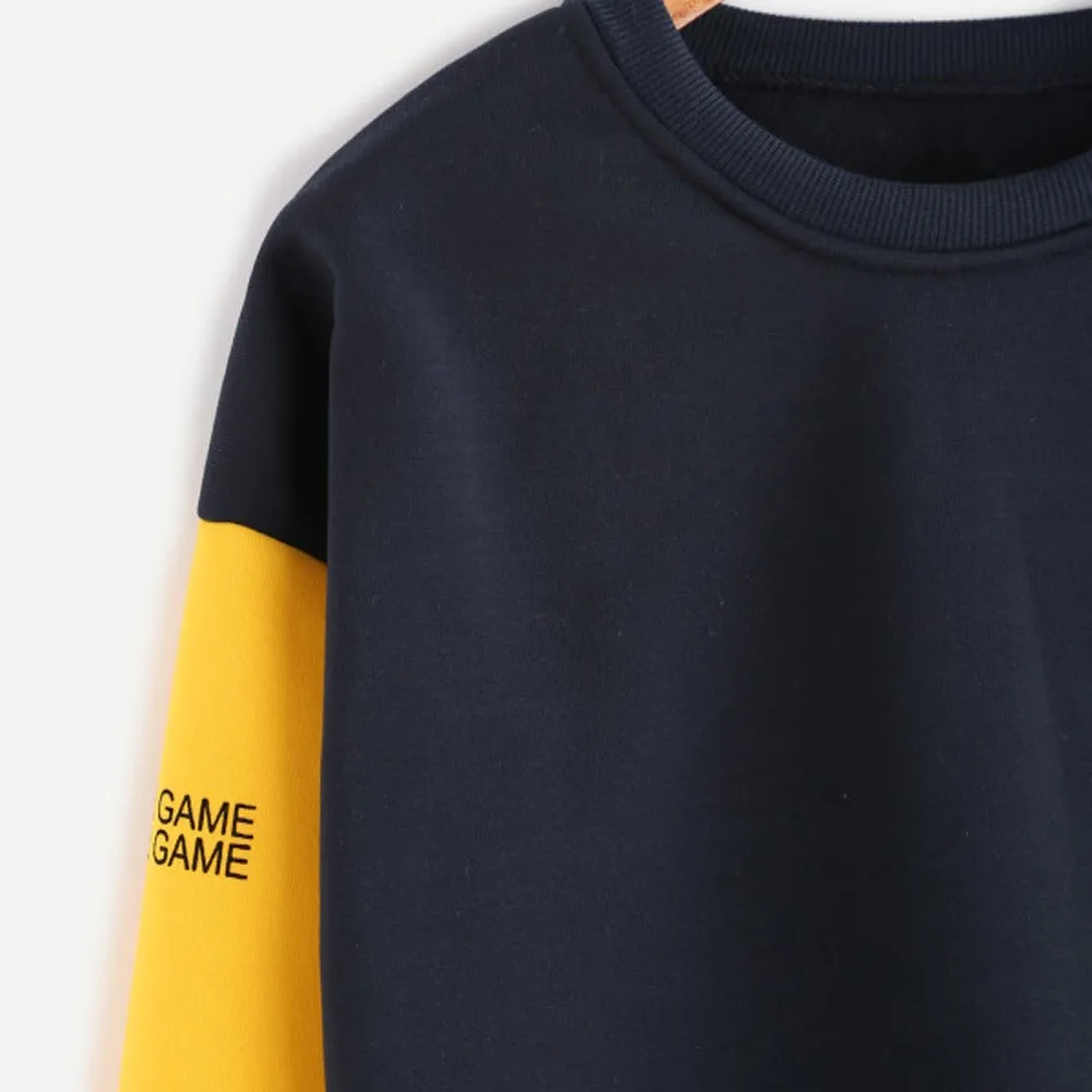 JAYCOSIN Fashion Women Simple Casual Loose Solid Letter Print Sweatshirt Long Sleeve Comfortable Soft Chic Pullover Tops Blouse